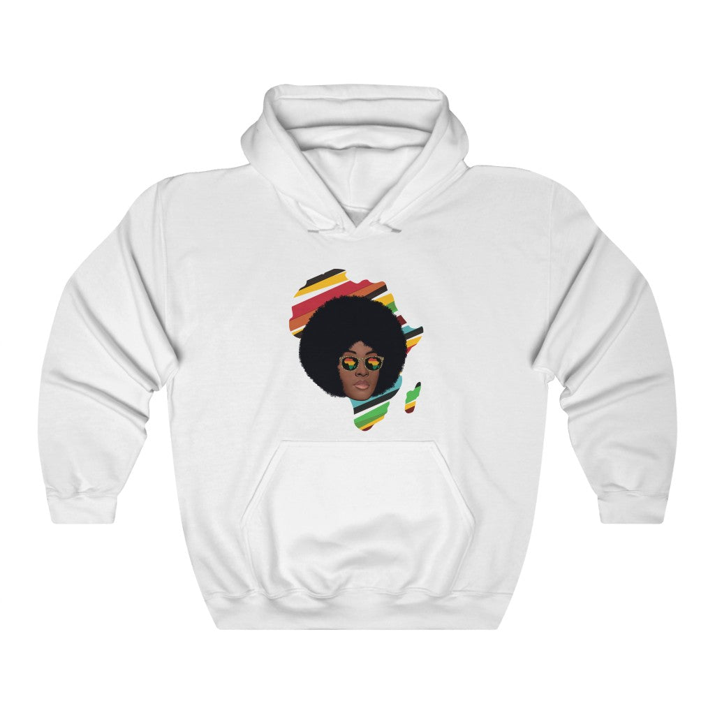 African Woman Glasses Hoodie | Africa Continent Men Women Adult Pullover