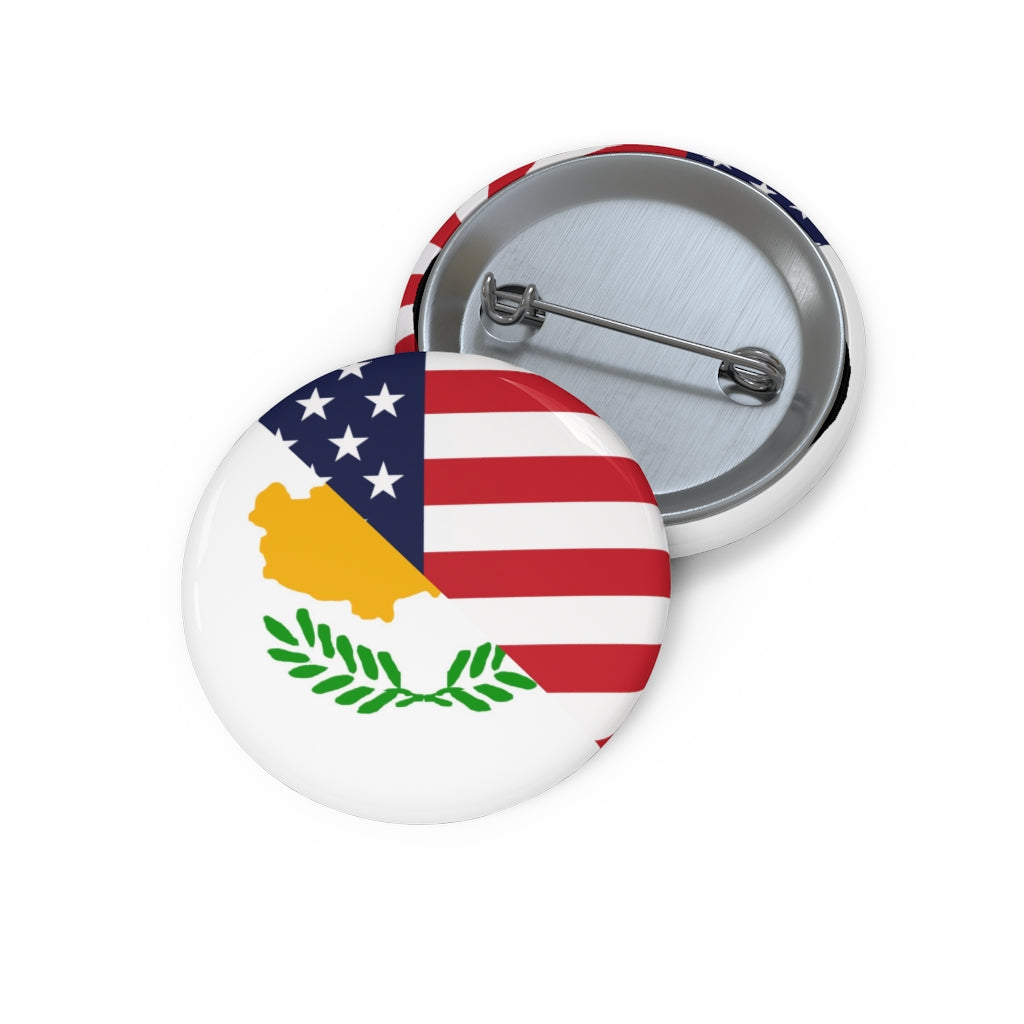 Cyprus American Flag Pin Button | Half Cypriot USA