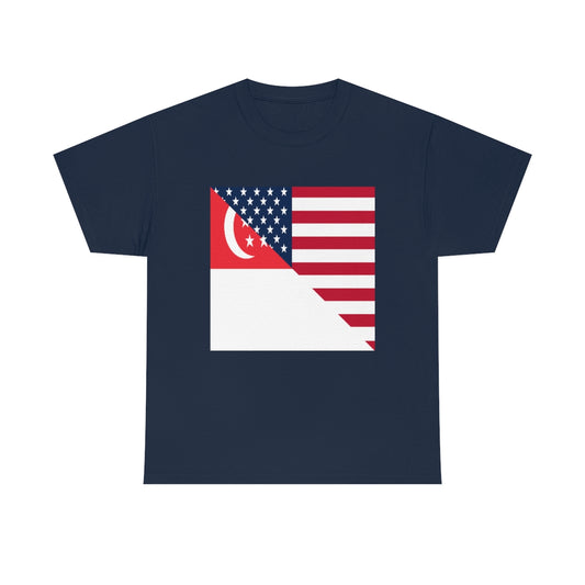 Singapore American Flag Half Singaporean USA T-Shirt | Unisex Tee Shirt