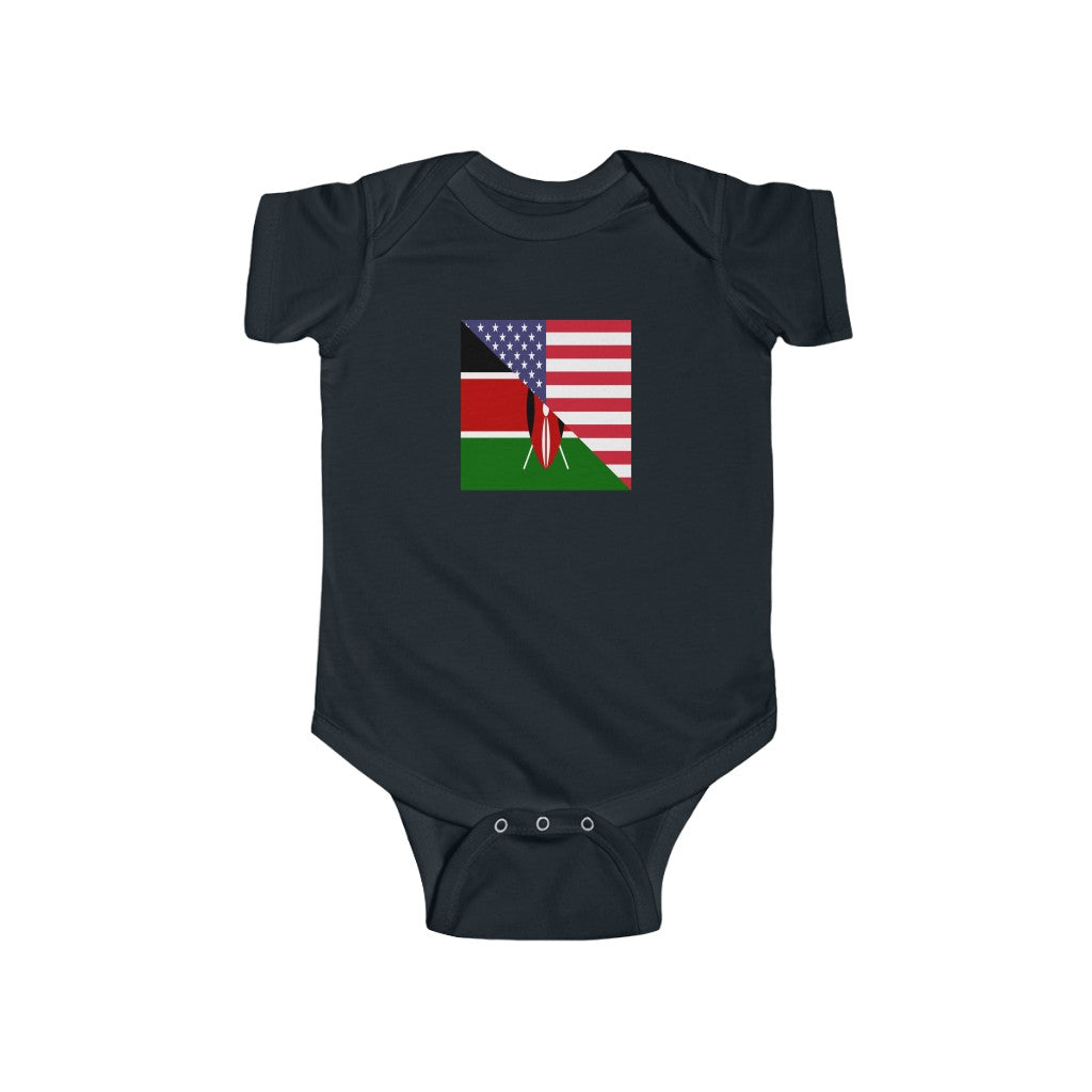 Kenyan American Flag Baby Bodysuit | Kenya USA Newborn Boy Girl