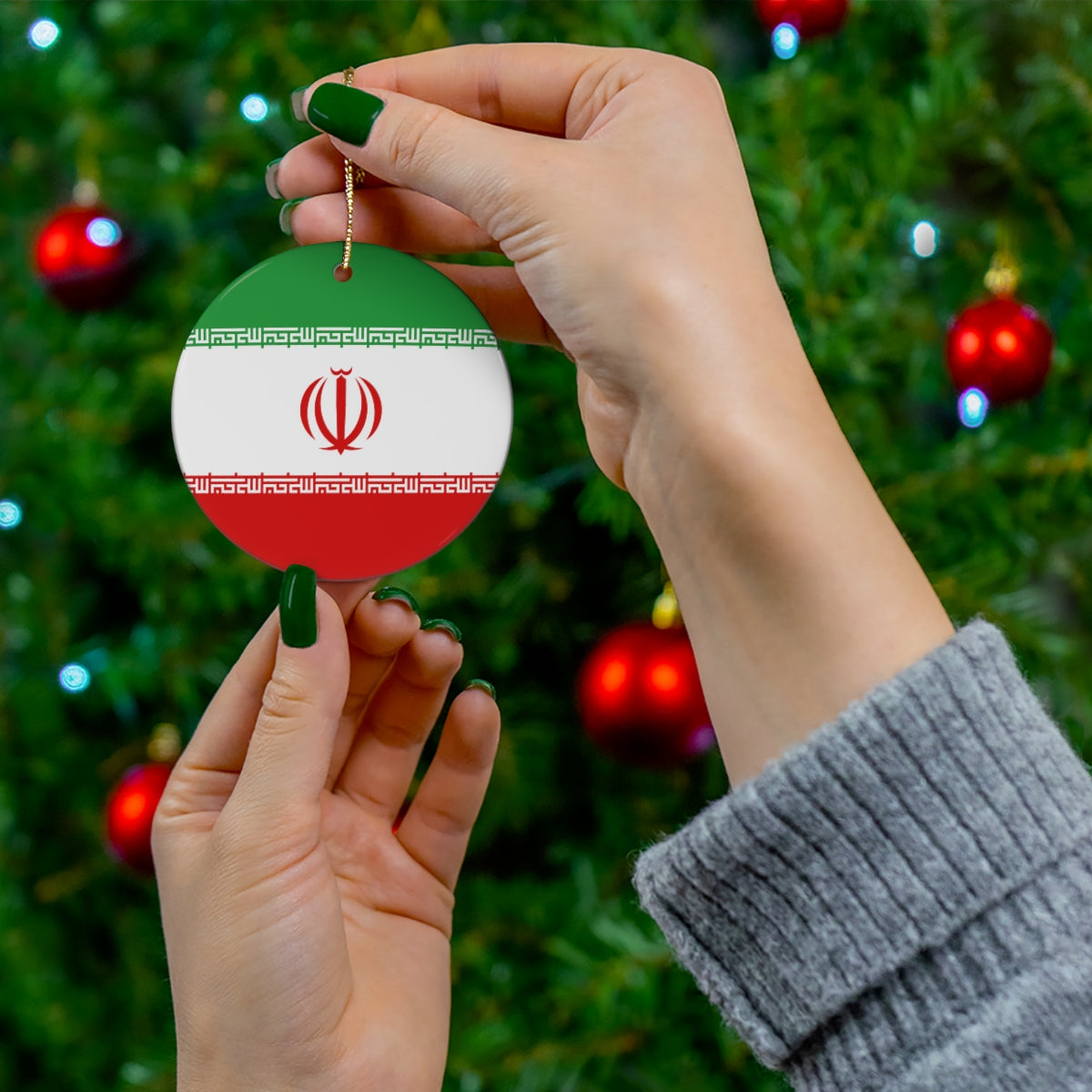 Iran Flag Ceramic Ornaments | Iranian Christmas Tree