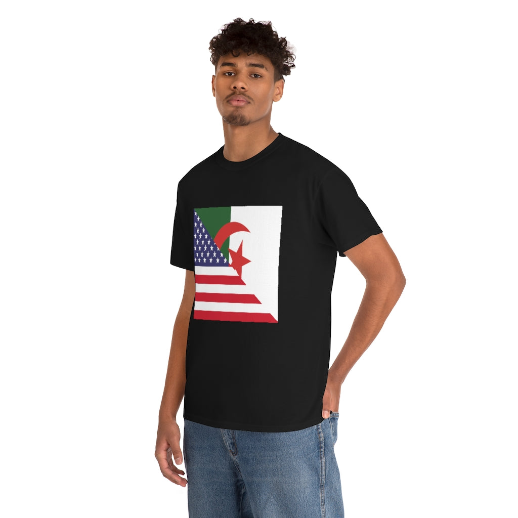 Algerian American Flag Tee Shirt | Algeria USA Tshirt