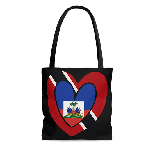 Haitian Trini Flag Heart Haiti Trinidad Tobago Tote Bag | Shoulder Bag