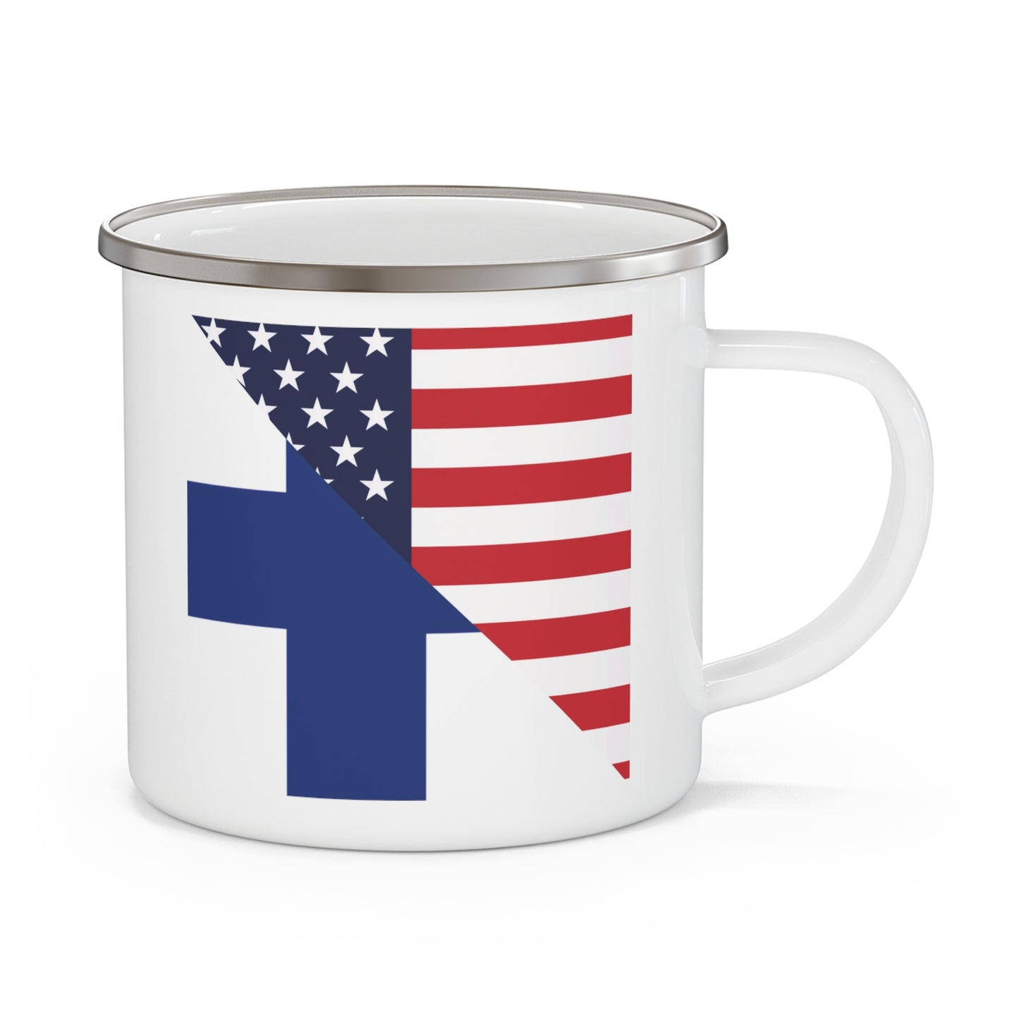 Finnish American Flag Finland USA 12oz Enamel Mug