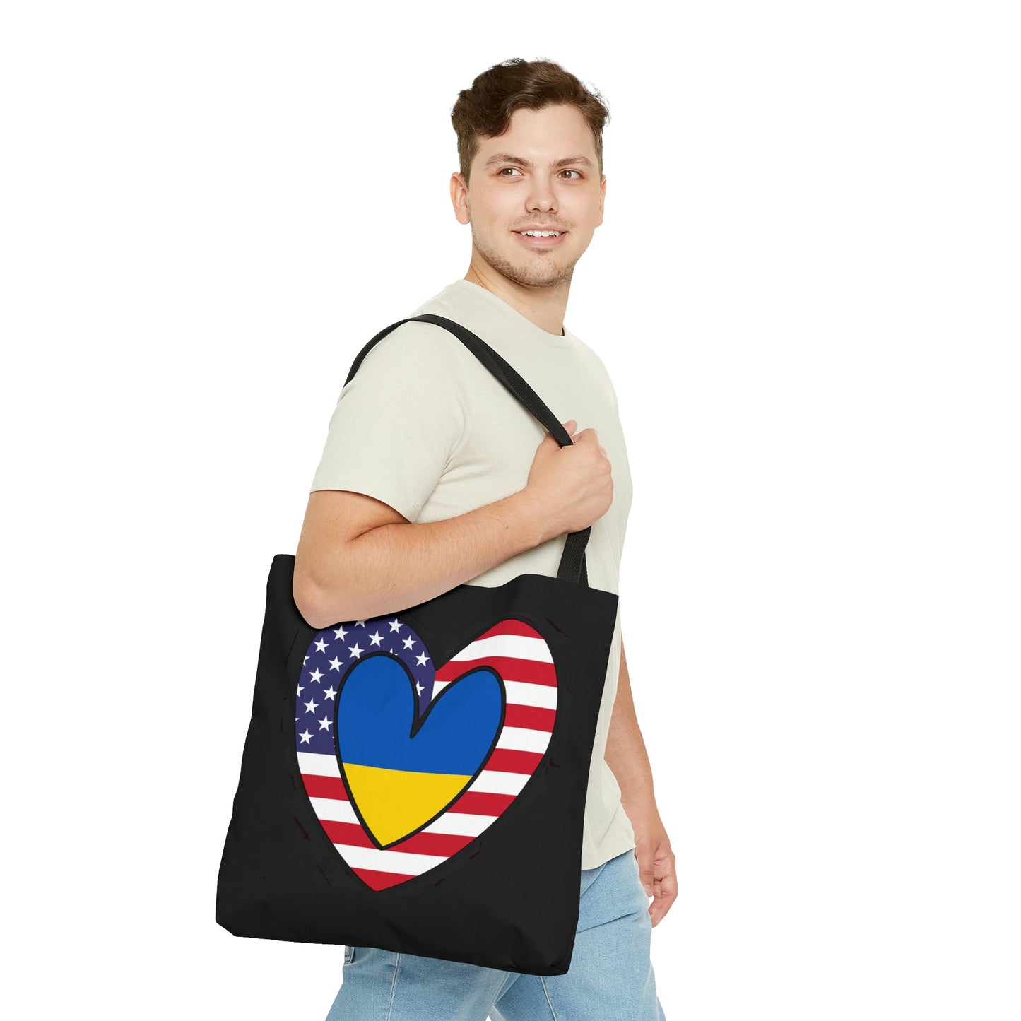 American Ukrainian Flag Inner Heart USA Ukraine  Tote Bag | Shoulder Bag