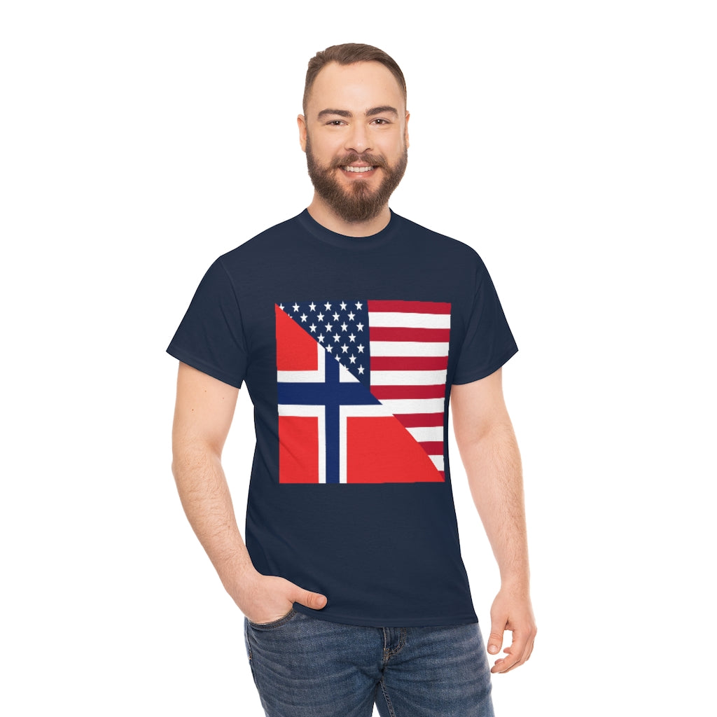 Norwegian American Flag Tee Shirt | Unisex Norway USA Tshirt