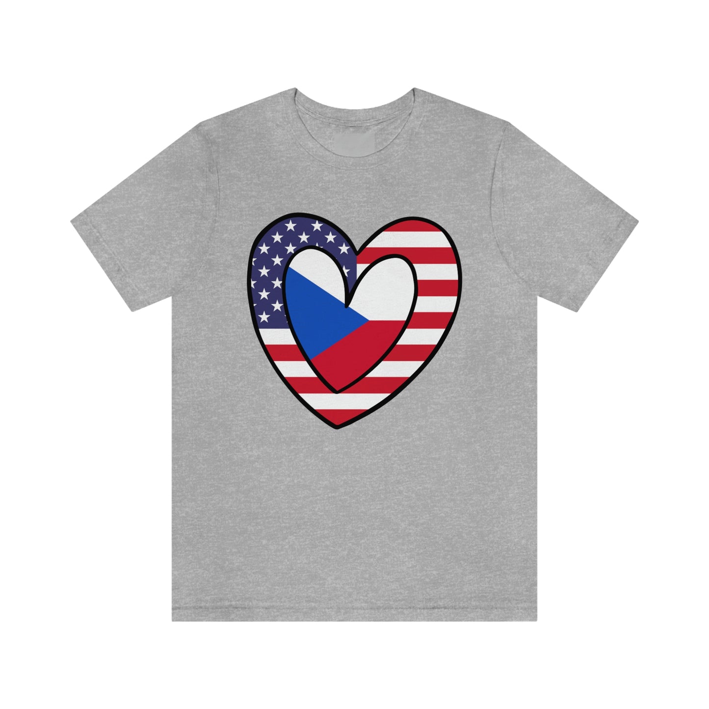 Czech Republic American Heart Valentines Day Gift Tee Shirt | Czechs USA Flag Wedding T-Shirt