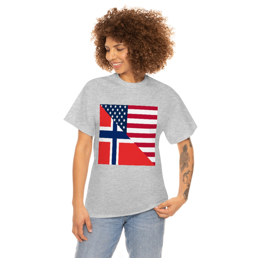 Norwegian American Flag Tee Shirt | Unisex Norway USA Tshirt