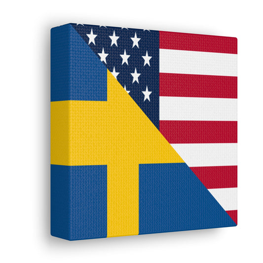 Swedish American Flag Sweden USA Canvas Gallery Wraps | Wall Art