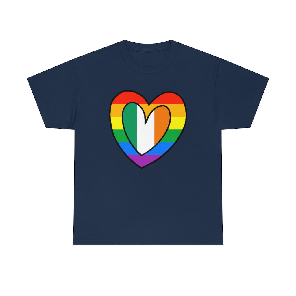 Irish Rainbow Flag Heart T-Shirt | Unisex Ireland Pride Month Tee