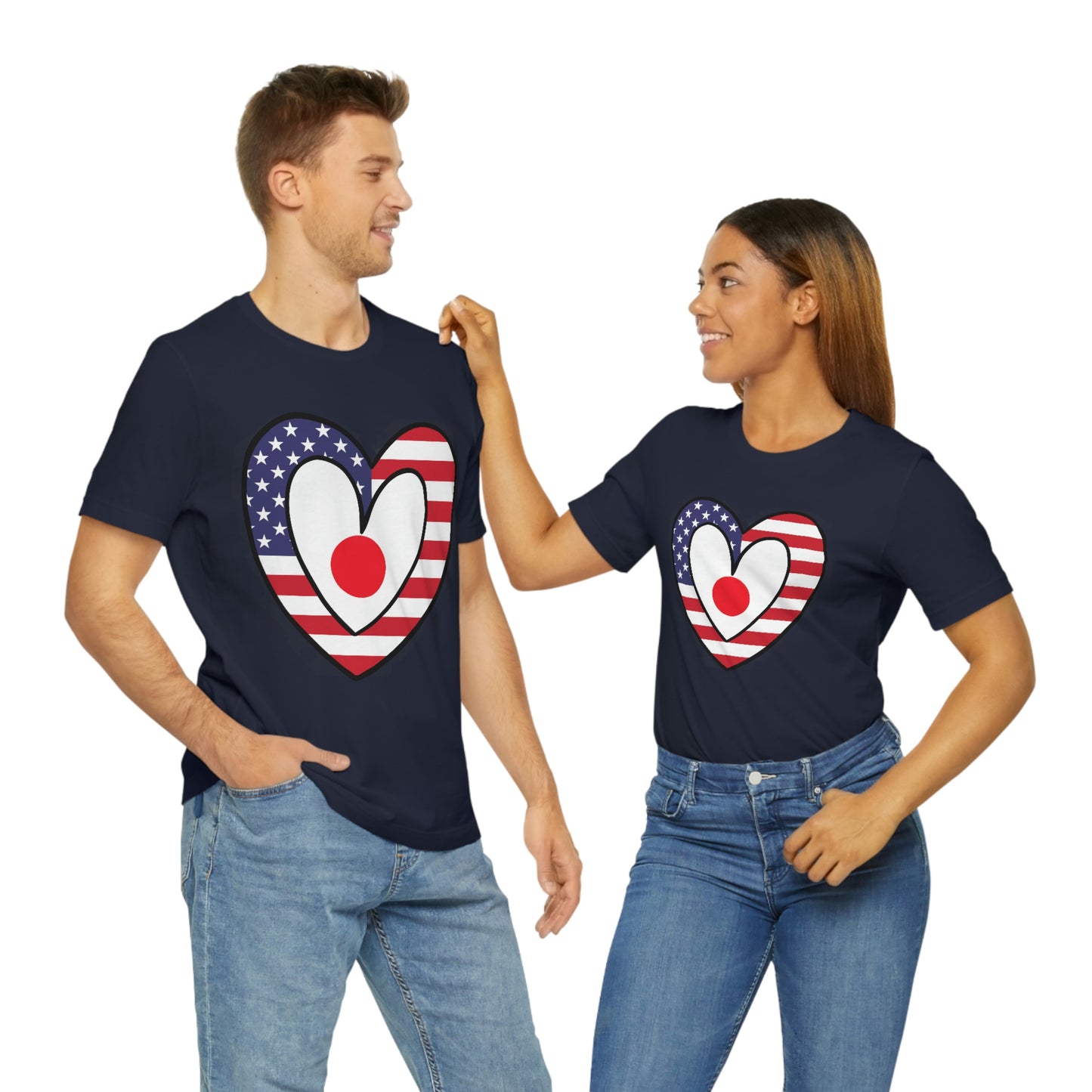 Japanese American Heart Valentines Day Gift Tee Shirt | Half Japan USA Flag T-Shirt