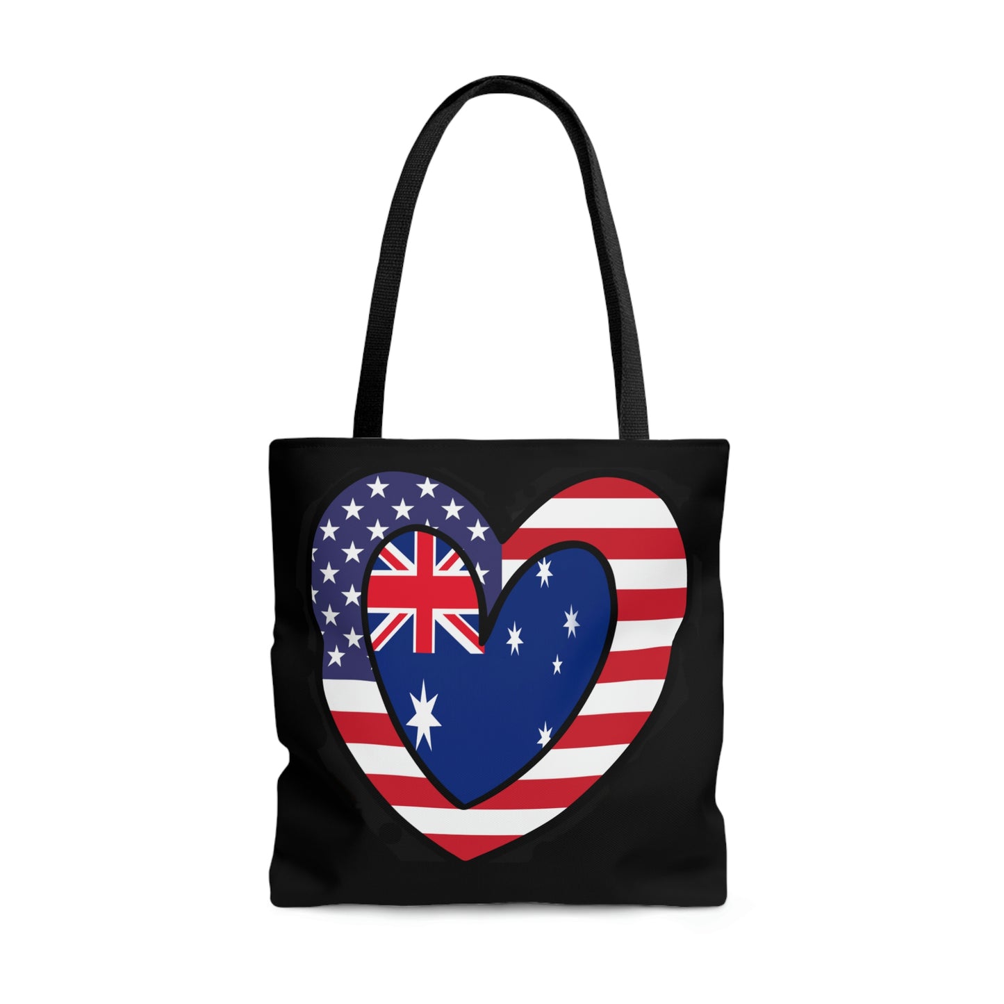 Australian American Heart Valentines Day Gift Half Australia USA Flag Tote Bag | Shoulder Bag