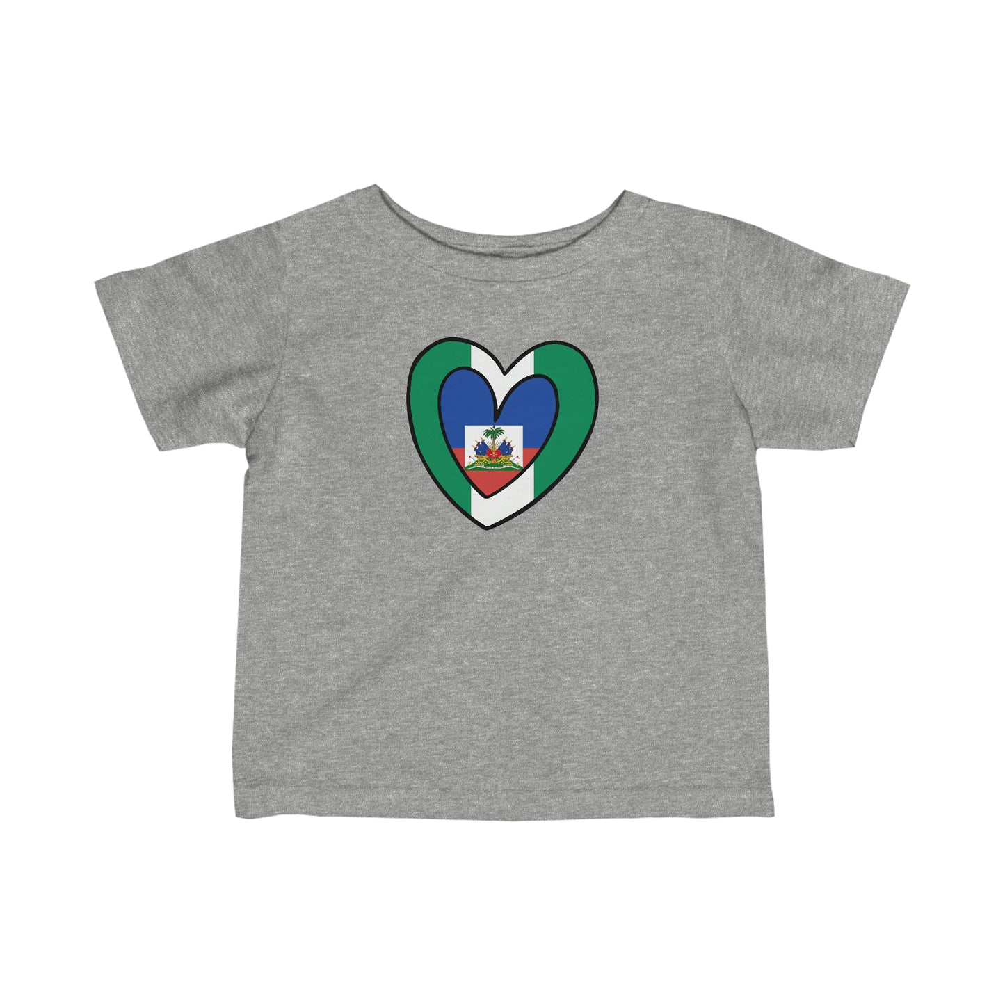 Infant Nigerian Haitian Flag Inner Heart Nigeria Haiti  Toddler Tee Shirt