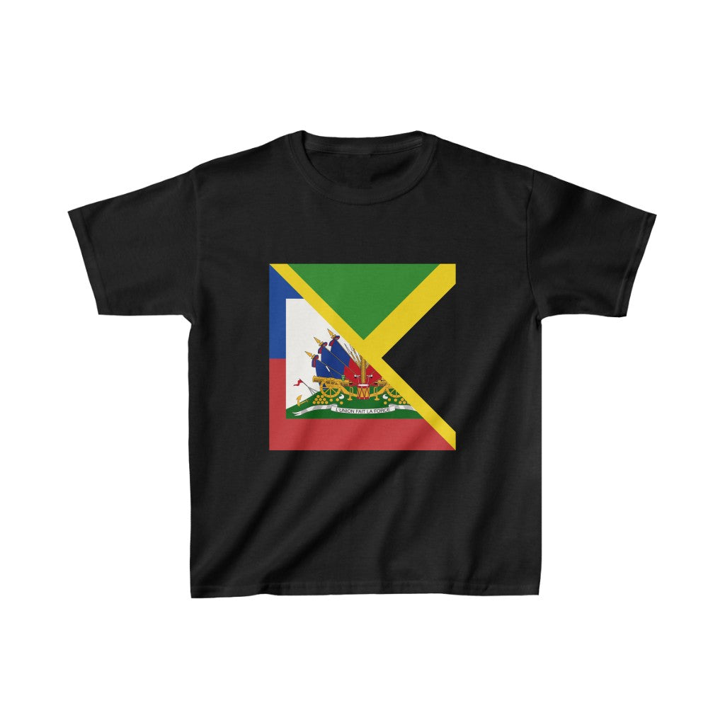 Kids Haitian Jamaican Flag | Half Jamaica Haiti T-Shirt | Unisex Tee Shirt