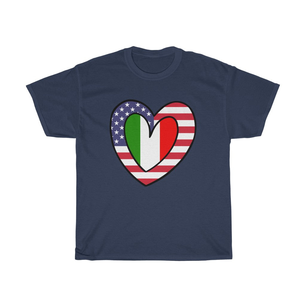 American Italian Flag Inner Heart Tee | Unisex Italy USA Shirt