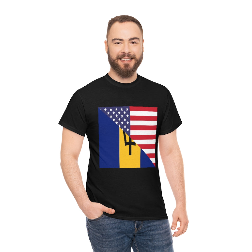 Bajan American Flag Tee Shirt | Barbados USA Tshirt