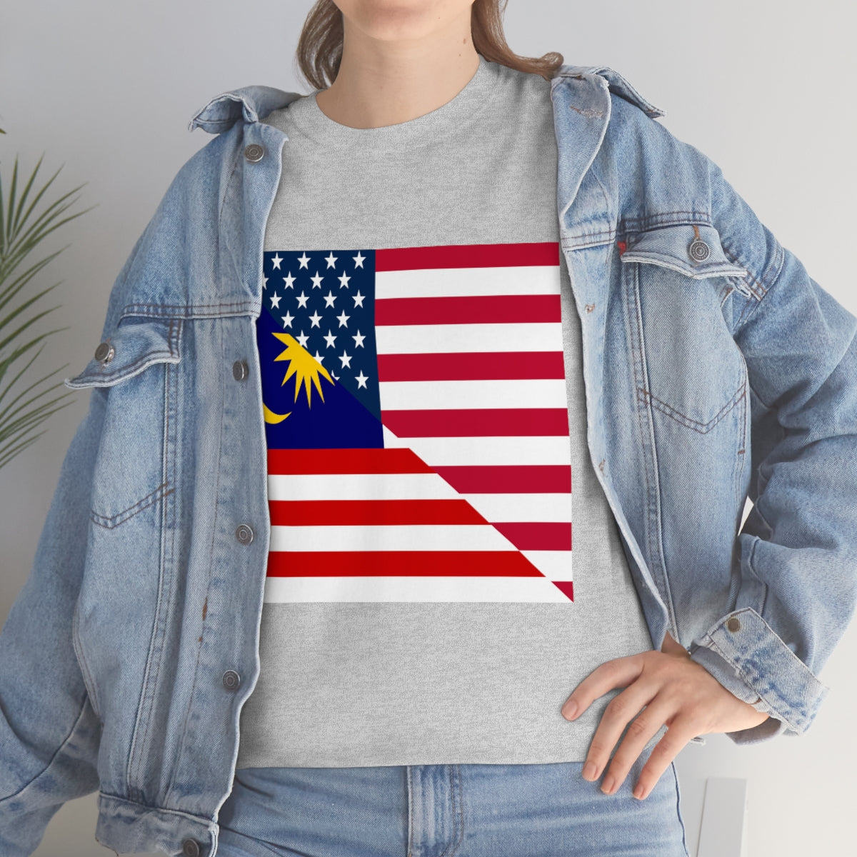 Malaysia American Flag Half Malaysian USA  T-Shirt | Unisex Tee Shirt