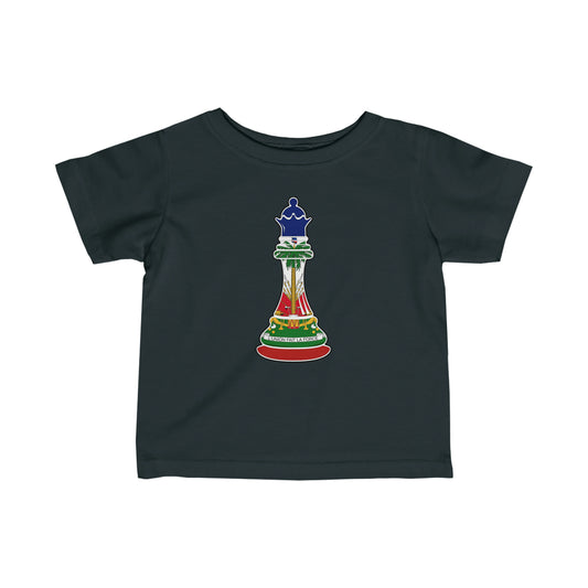 Infant Haitian Queen Chess Piece | Haiti Flag Royalty Toddler Tee Shirt