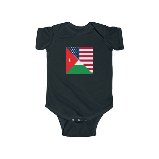 Jordan American Flag Half Jordanian USA Baby Bodysuit | Newborn Boy Girl