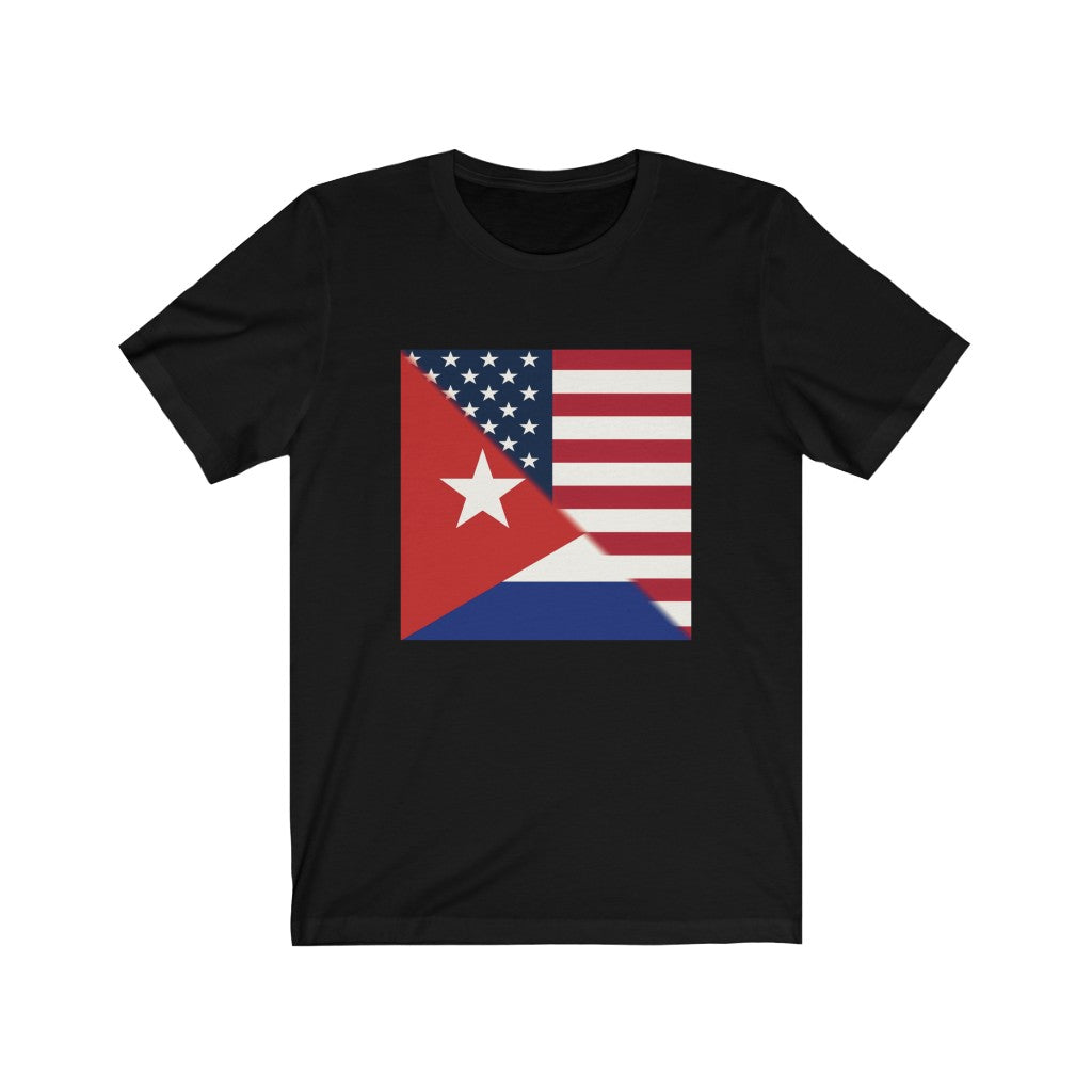 Half Cuba America Flag T-Shirt | USA Cuban Apparel Ships from US