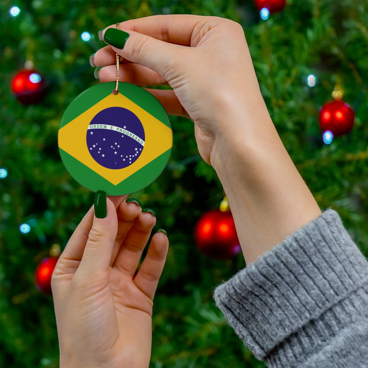 Brazil Flag Ceramic Ornaments | Brazilian Brasil Christmas Tree