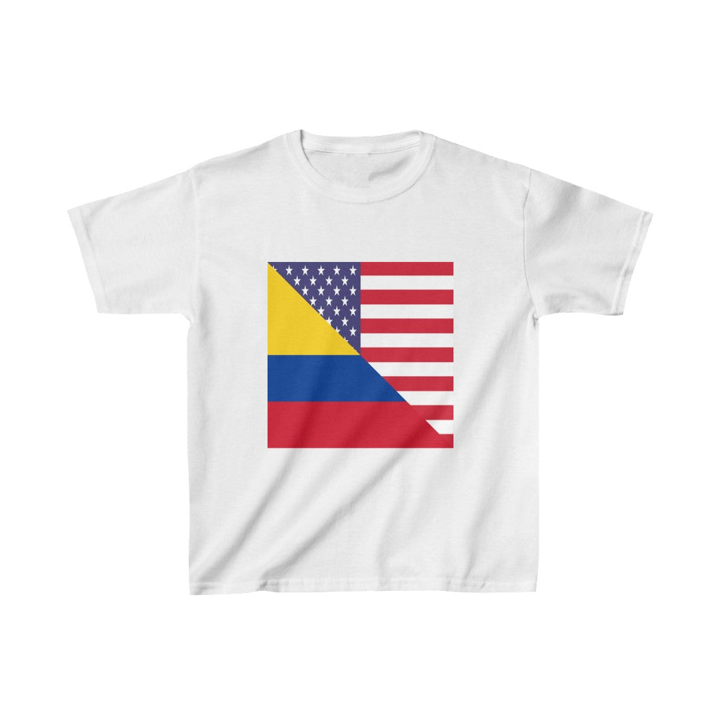 Kids Colombian American Flag Colombia USA T-Shirt | Unisex Tee Shirt