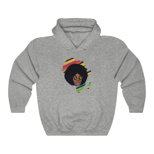 African Woman Glasses Hoodie | Africa Continent Men Women Adult Pullover