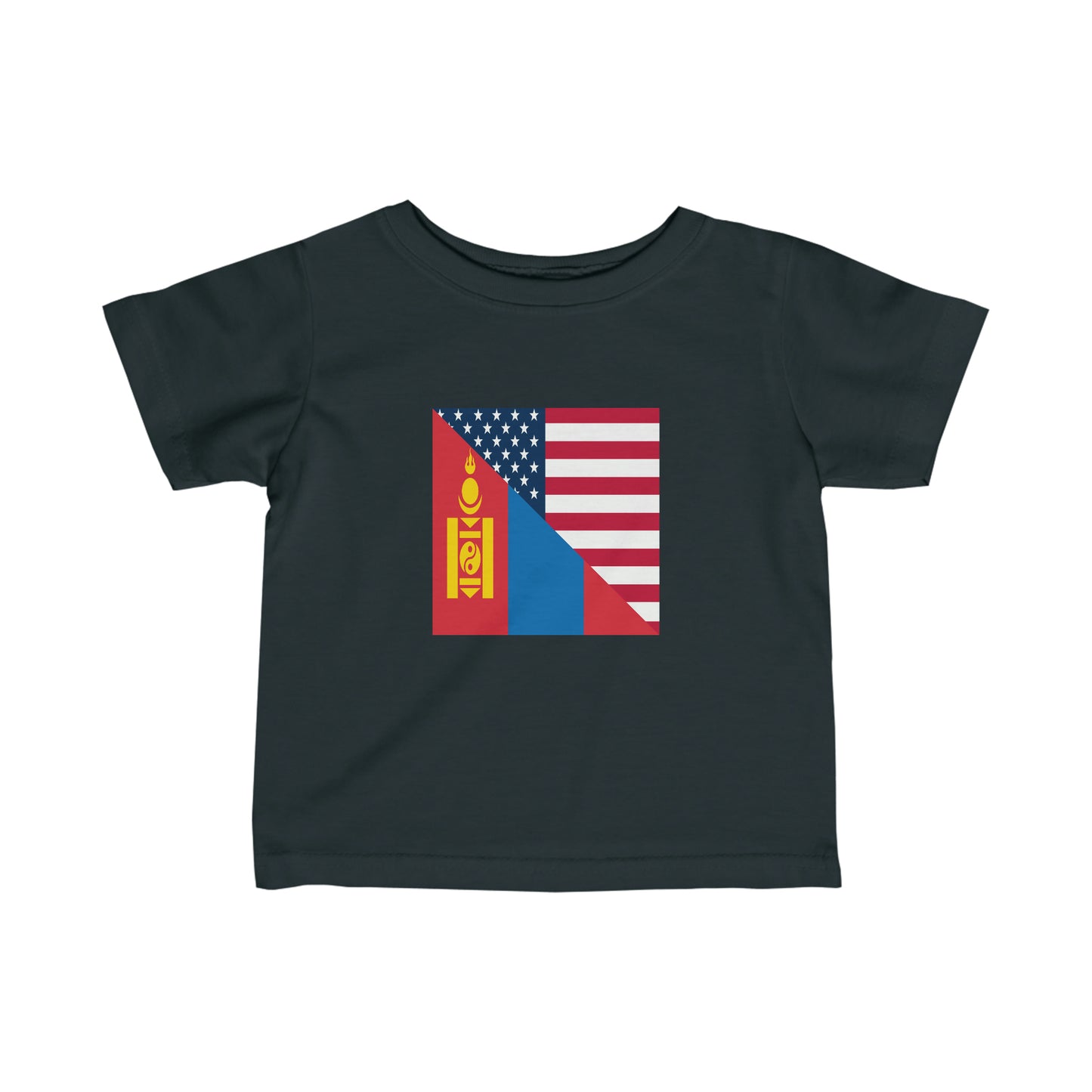 Infant Mongolian American Flag Half Mongolia USA Toddler Tee Shirt