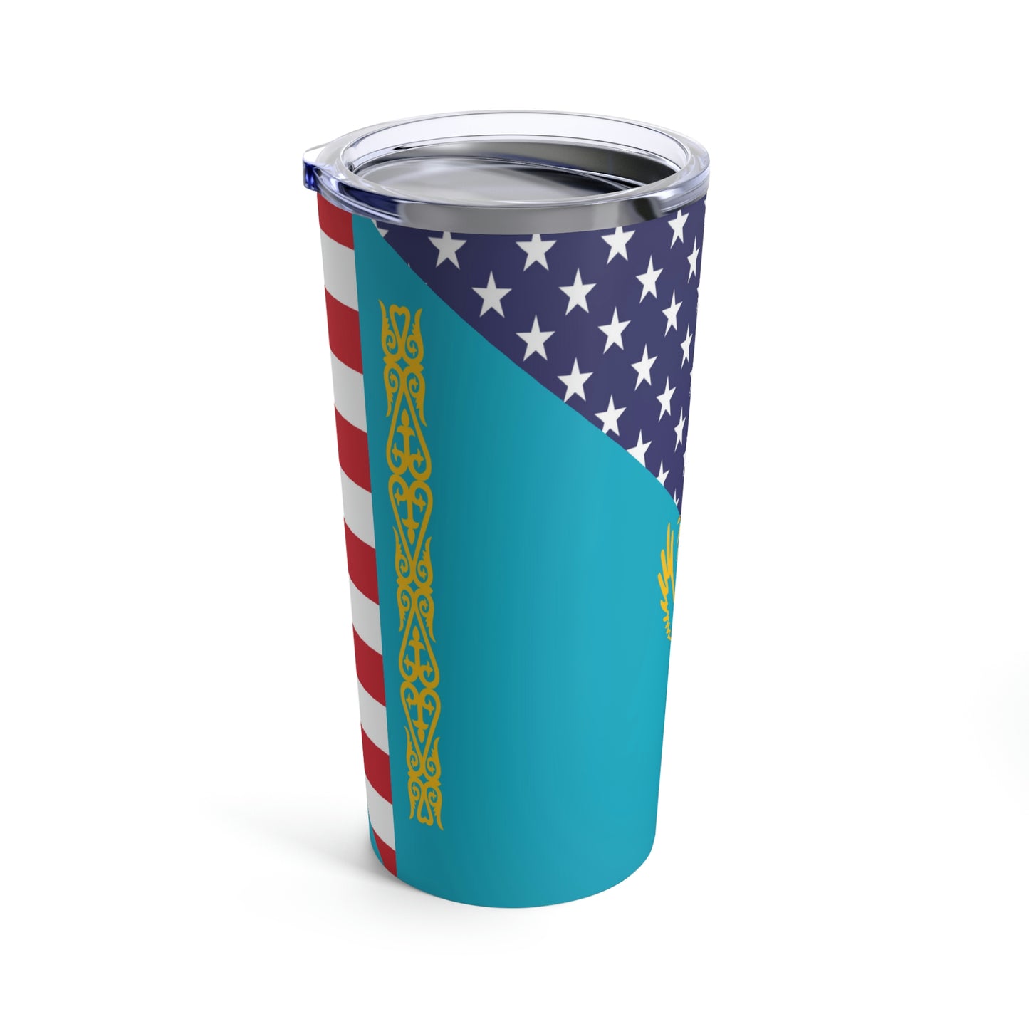 Kazakhstan American Flag USA Tumbler 20oz