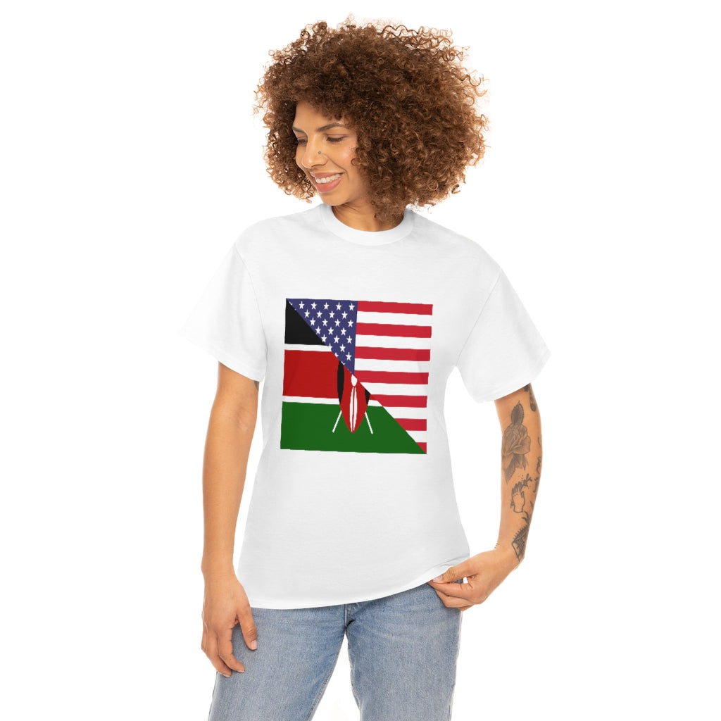 Kenyan American Flag Tee Shirt | Kenya USA Tshirt