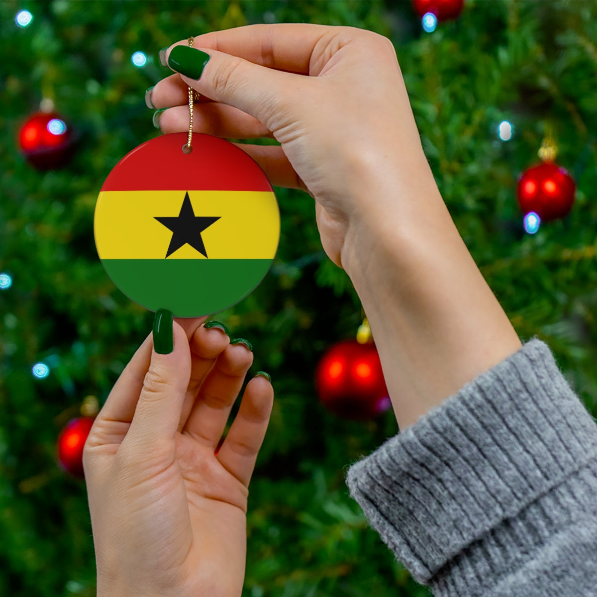 Ghana Flag Ceramic Ornaments | Ghanaian Christmas Tree