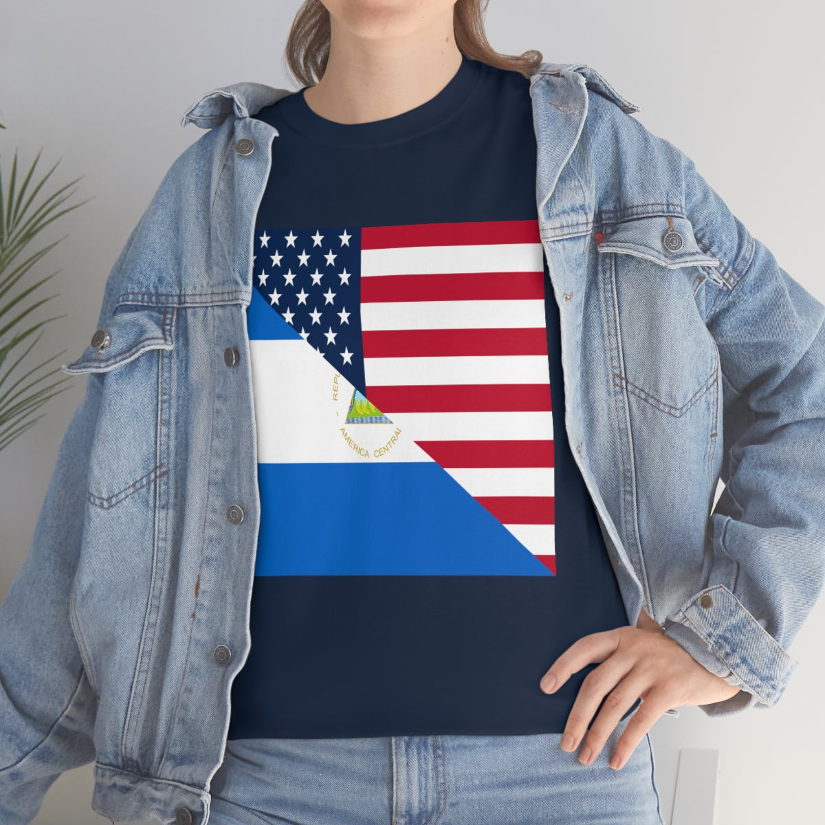 Nicaraguan American Flag Half Nicaragua USA T-Shirt | Unisex Tee Shirt