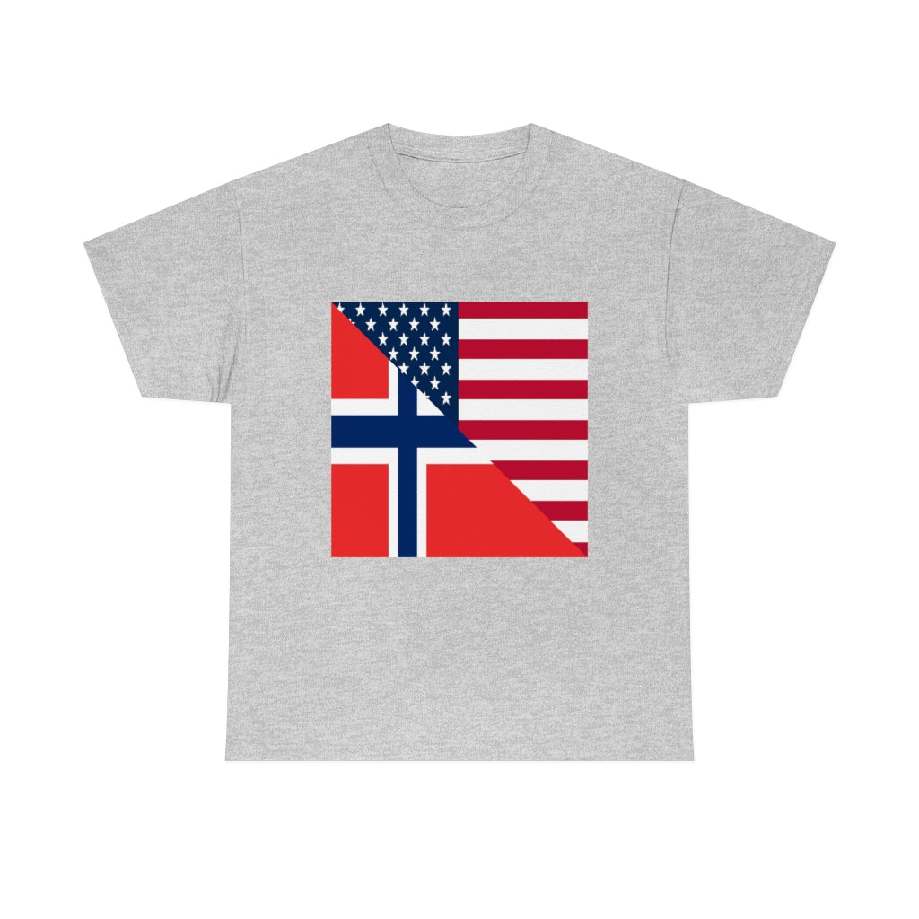 Norwegian American Flag Tee Shirt | Unisex Norway USA Tshirt