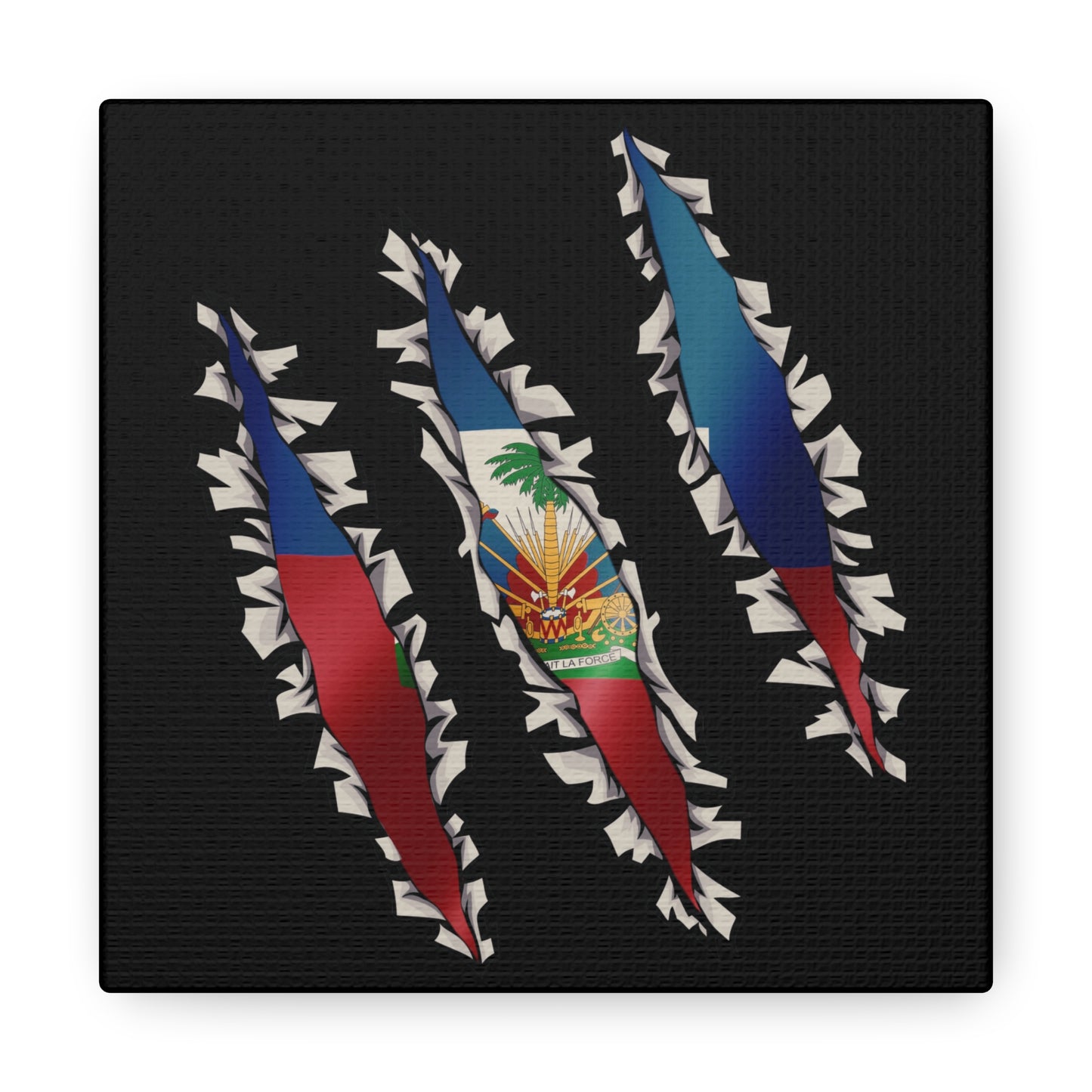 Haitian Flag Slash | Haiti Underneathe Canvas Gallery Wraps | Wall Art