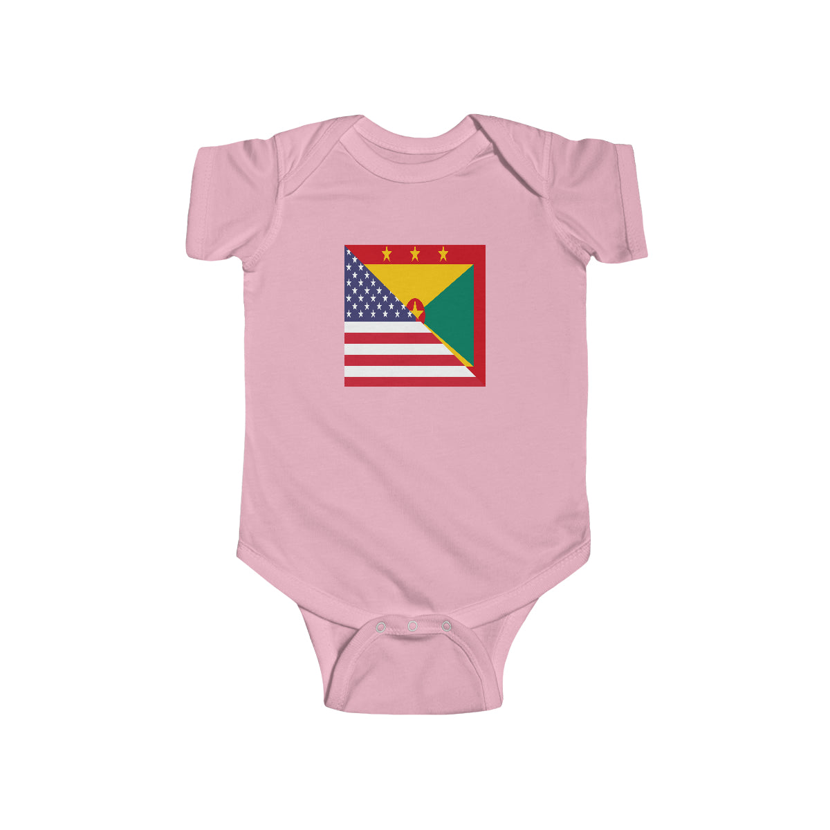 Grenadan American Flag Half Grenada USA Baby Bodysuit | Newborn Boy Girl