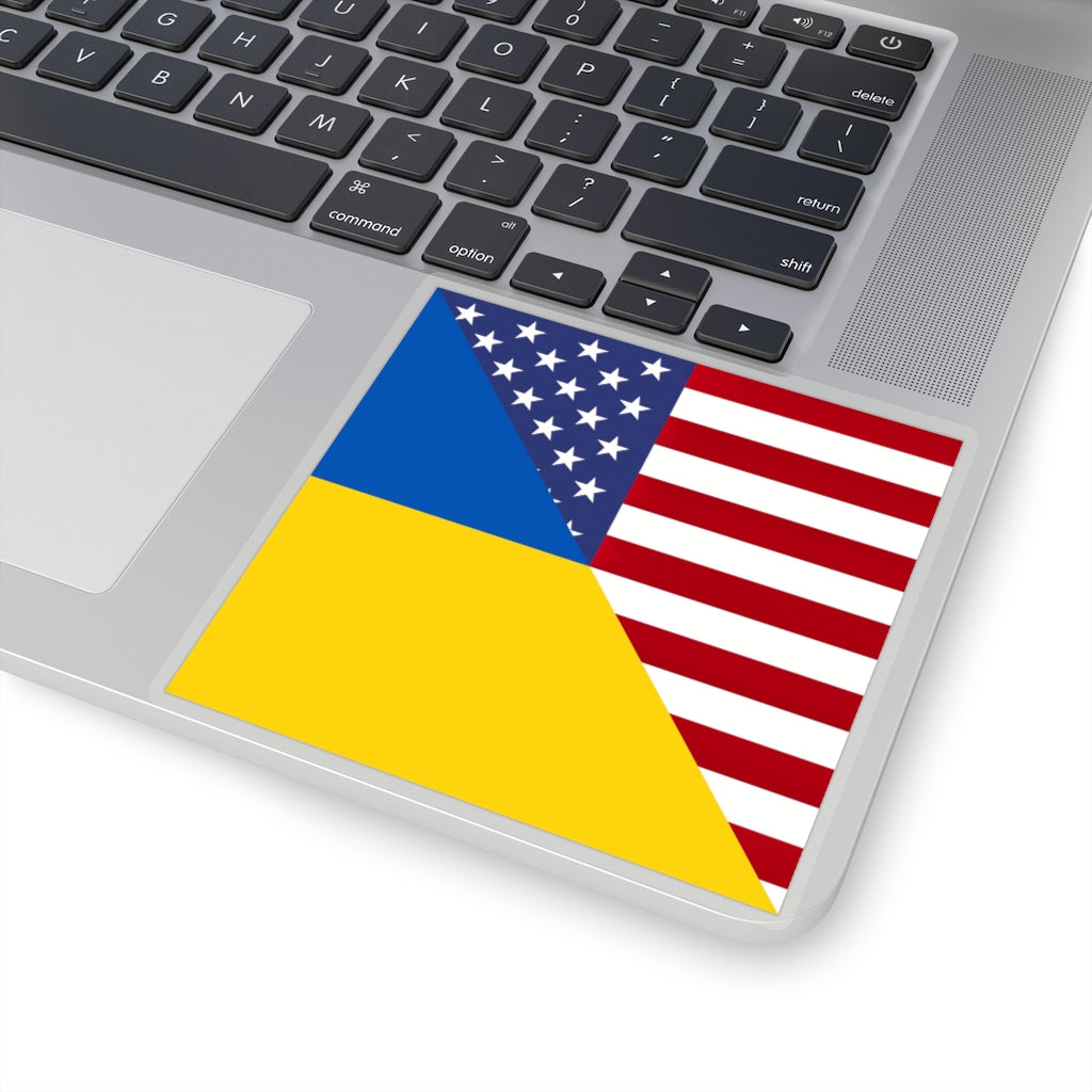 Ukraine America Flag Sticker | USA Ukrainian