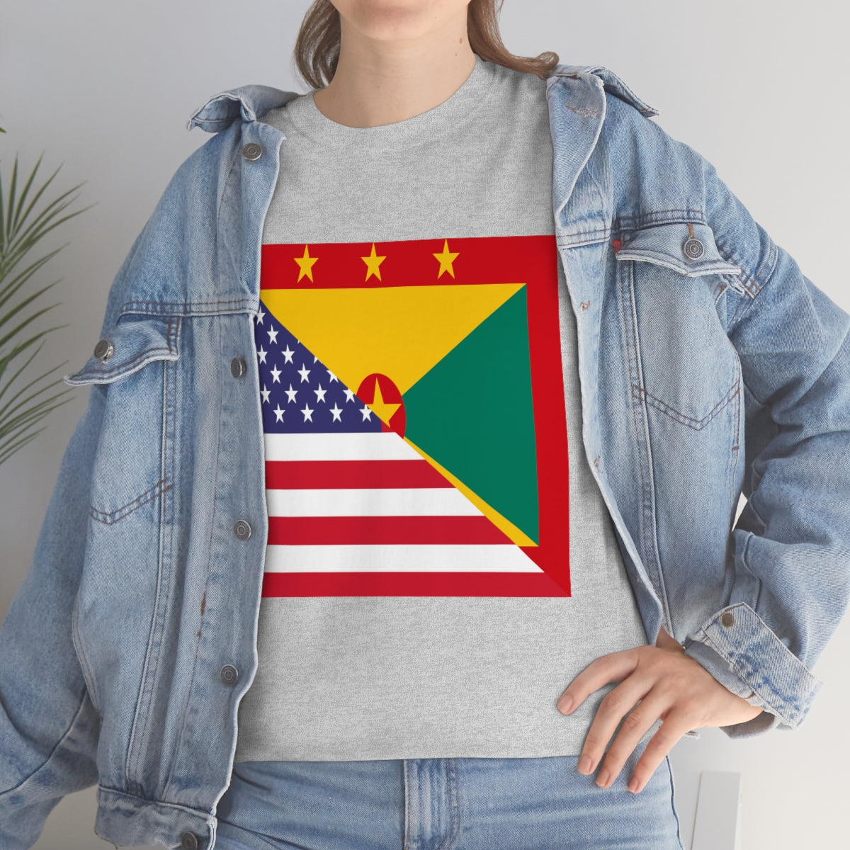 Grenadan American Flag Half Grenada USA T-Shirt | Unisex Tee Shirt