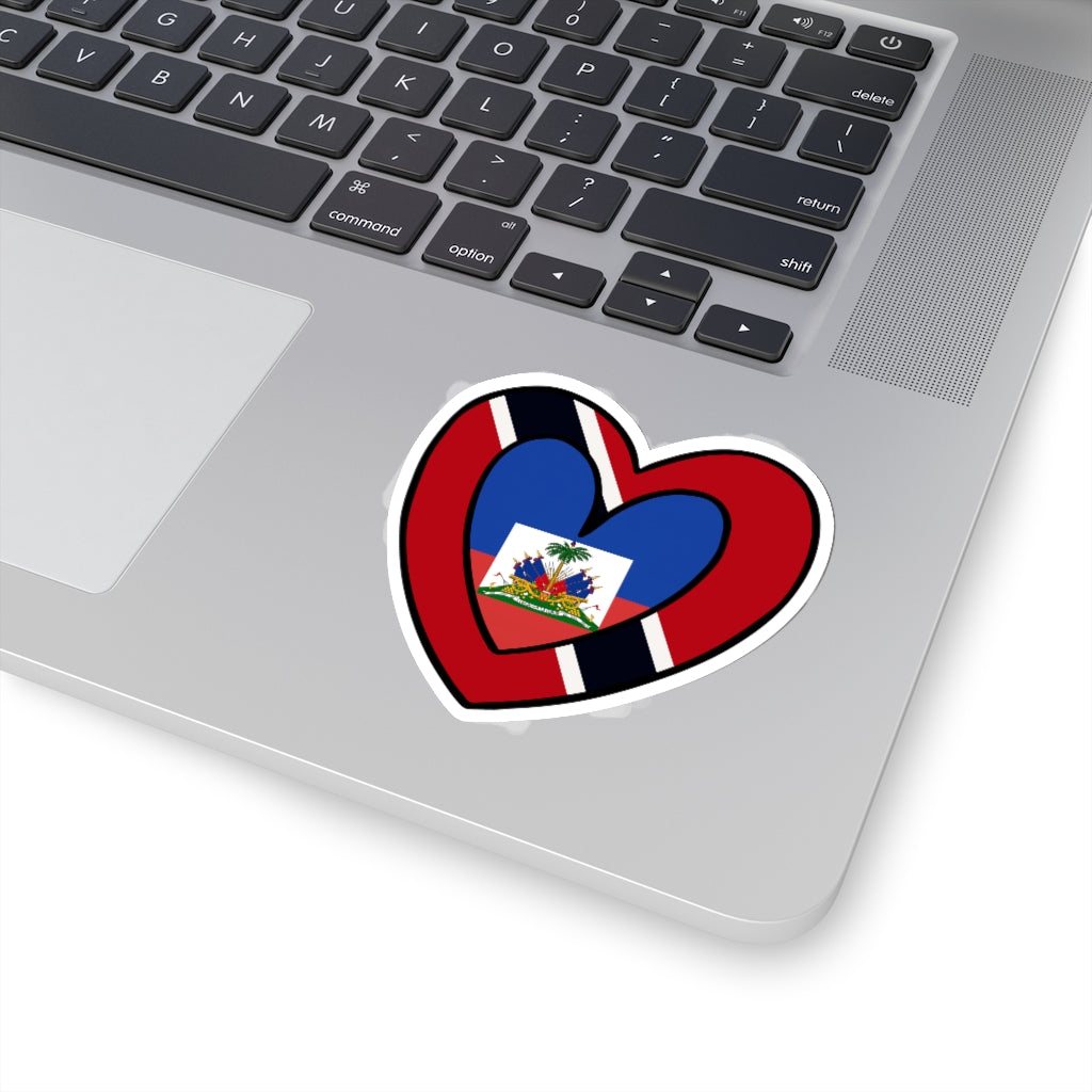 Haitian Trini Heart Flag Sticker | Haiti Trinidad and Tobago Stickers