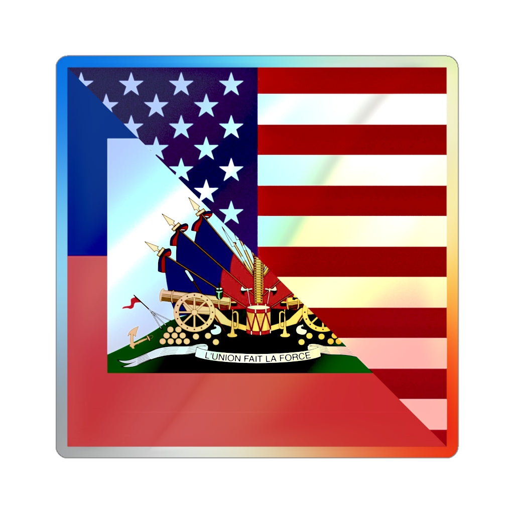 Haitian-American Flag Holographic Sticker | Haiti USA Accessory