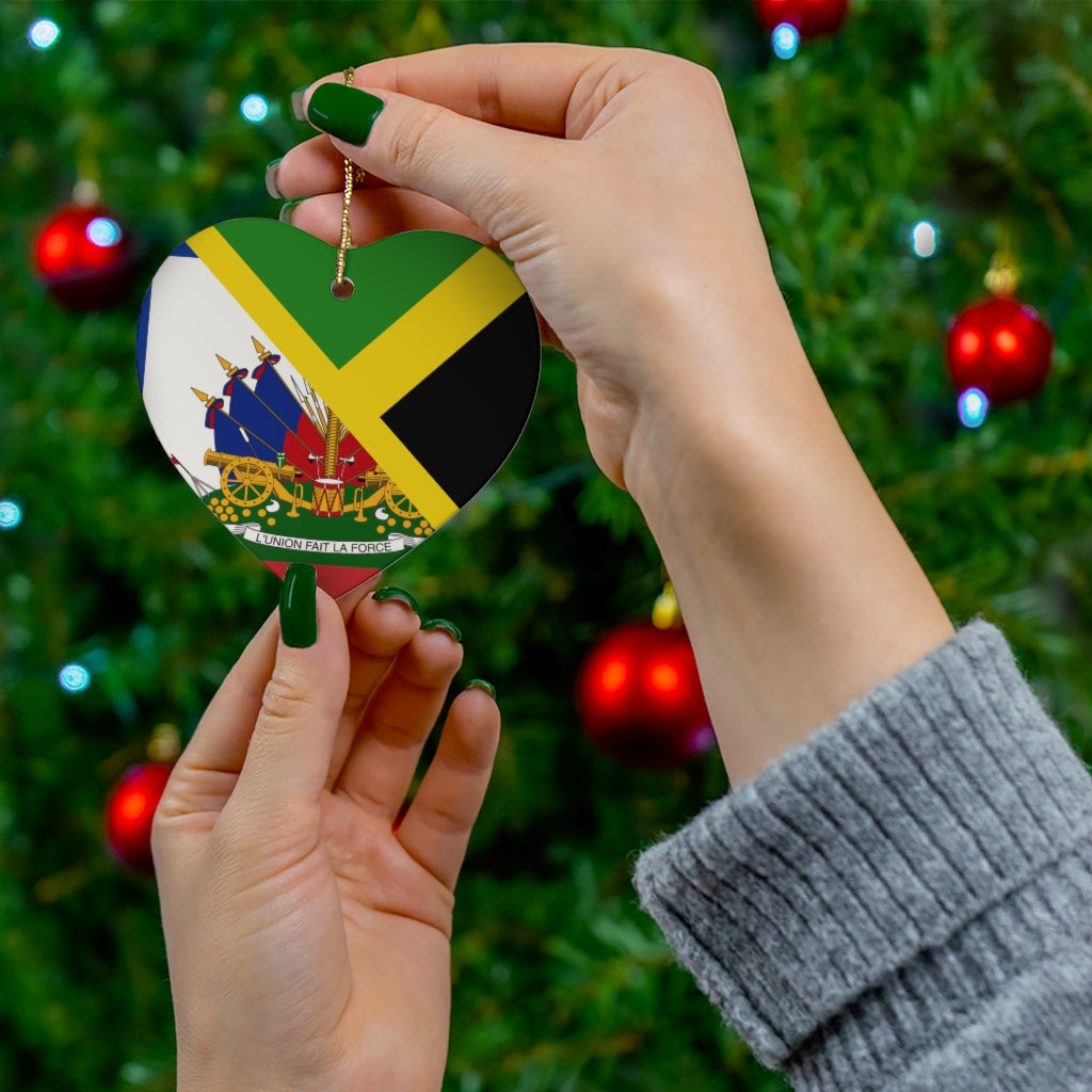 Haitian Jamaican Flag Ceramic Ornaments | Jamaica Haiti Christmas Tree