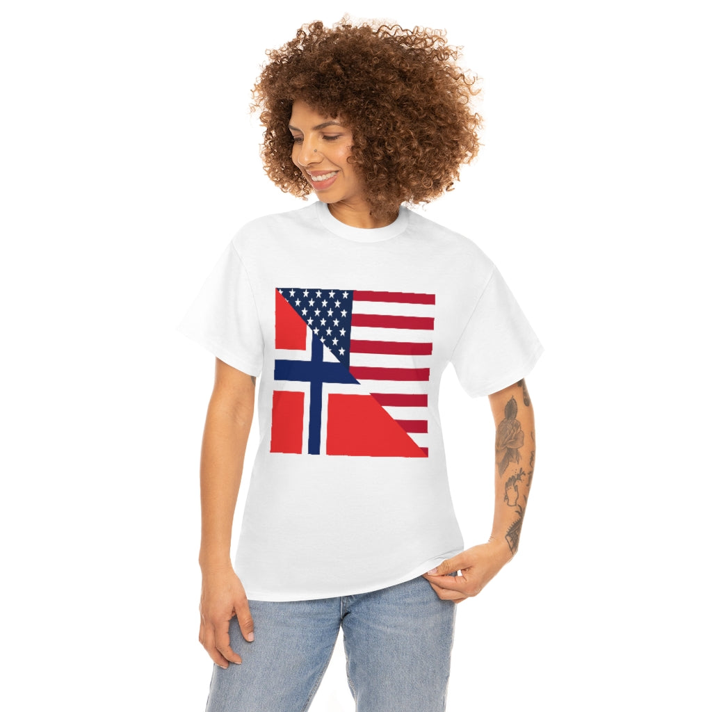 Norwegian American Flag Tee Shirt | Unisex Norway USA Tshirt