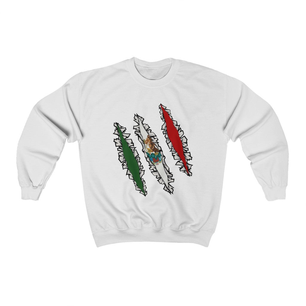 Slashed Mexican Flag Sweatshirt | Mexico Men Women Pullover