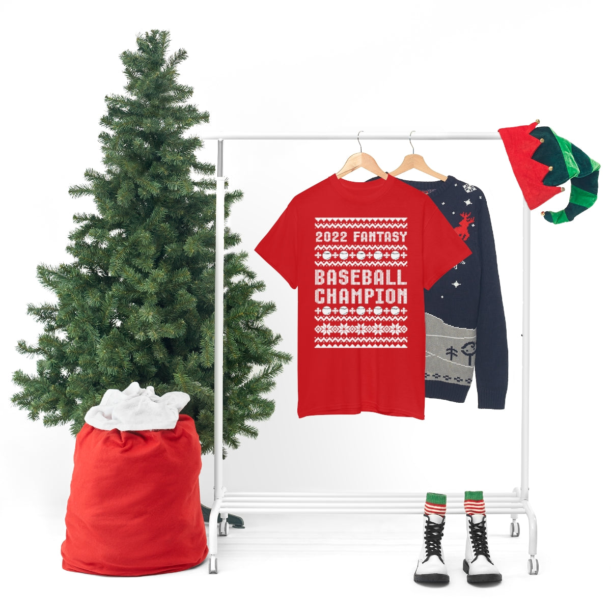 Fantasy Baseball Champion 2022 Ugly Christmas Tee Shirt | Unisex Champ T-Shirt