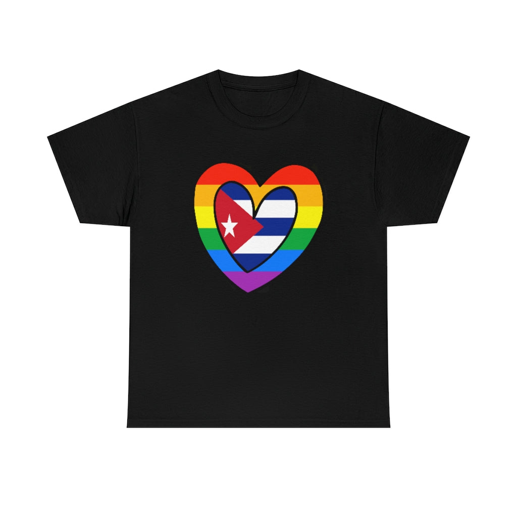 Cuban Rainbow Flag Heart T-Shirt | Unisex Cuba Cubano Pride Month Tee