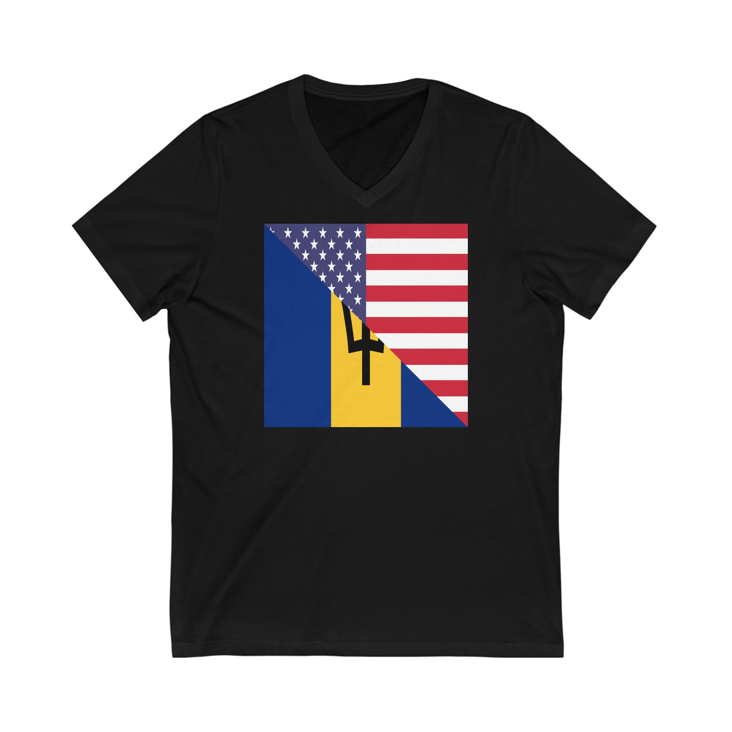 Bajan American Flag Barbados USA V-Neck T-Shirt | Unisex Vee Shirt