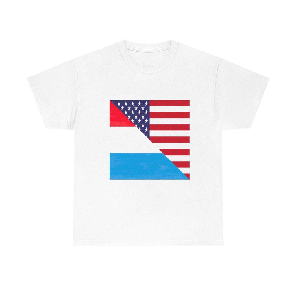 Luxembourg American Flag Unisex Tee Shirt | Luxembourger Tshirt