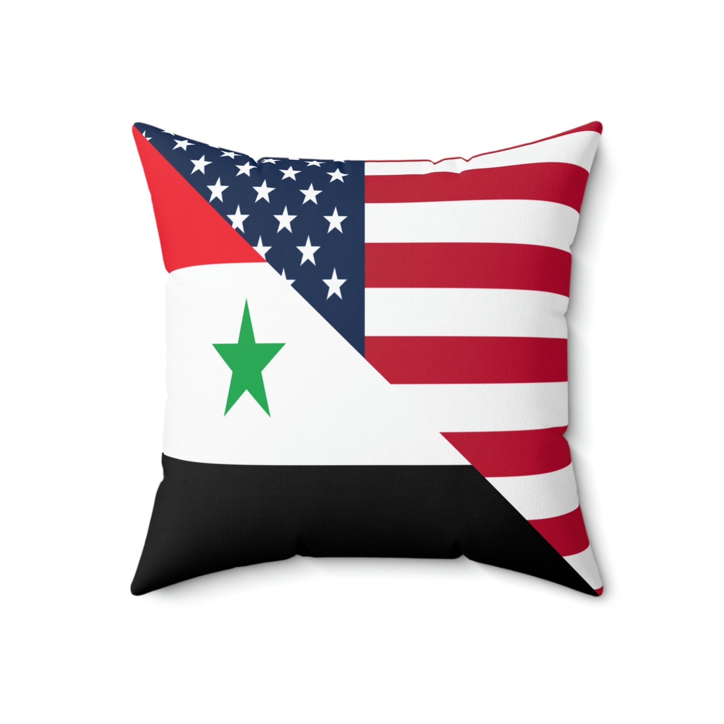 Syrian American Flag Half Syria USA Spun Polyester Square Pillow