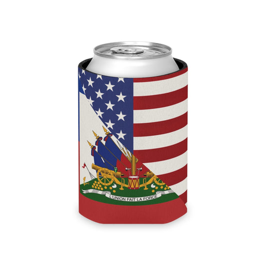 Haitian American Flag Can Cooler | Haiti USA Drink Cosy