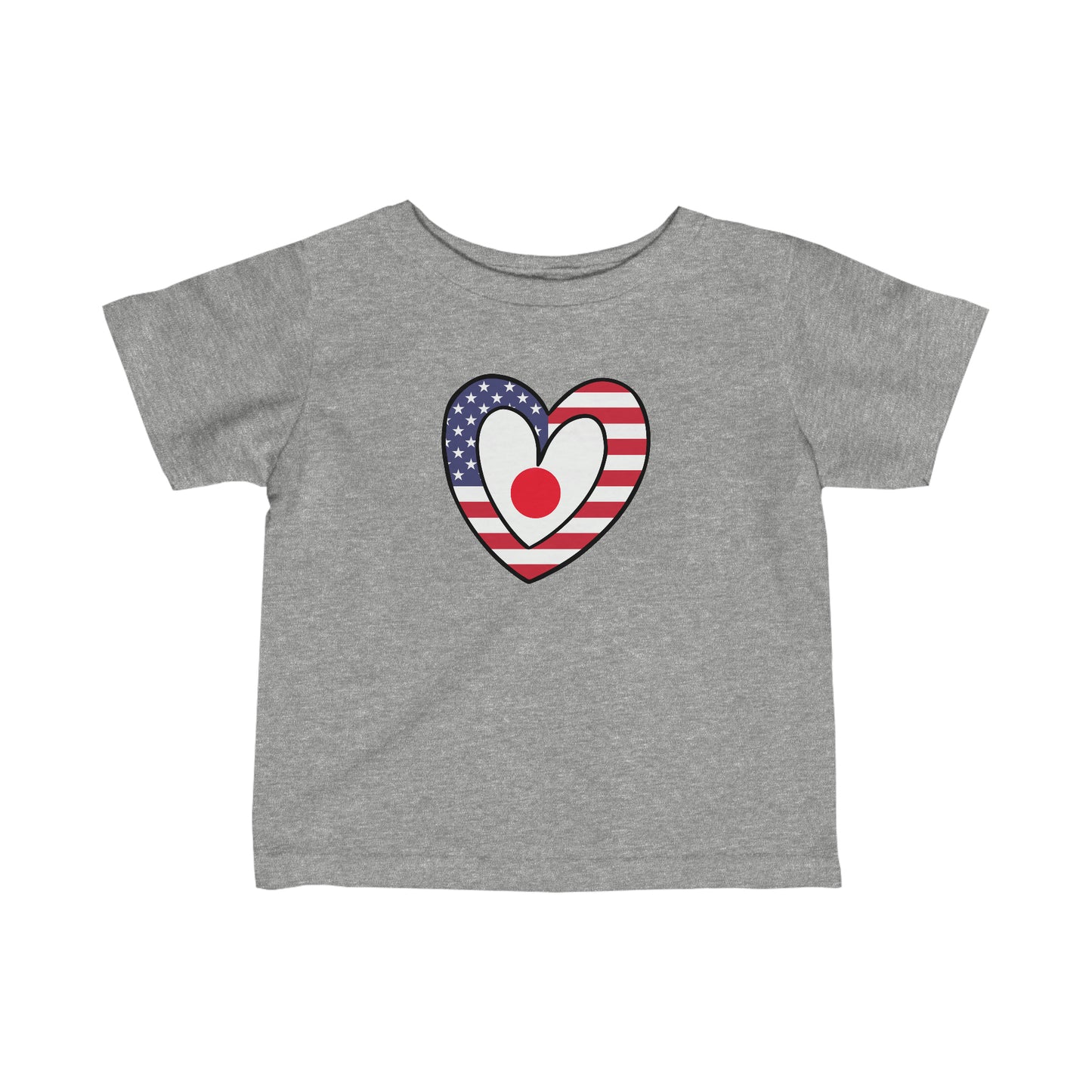 Infant Japanese American Heart Valentines Day Gift Half Japan USA Flag Toddler Tee Shirt