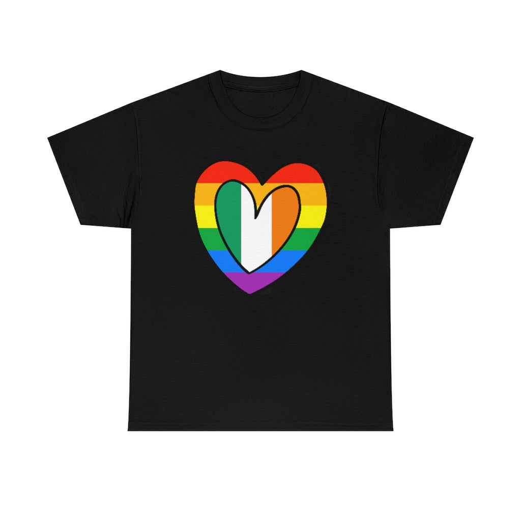 Irish Rainbow Flag Heart T-Shirt | Unisex Ireland Pride Month Tee